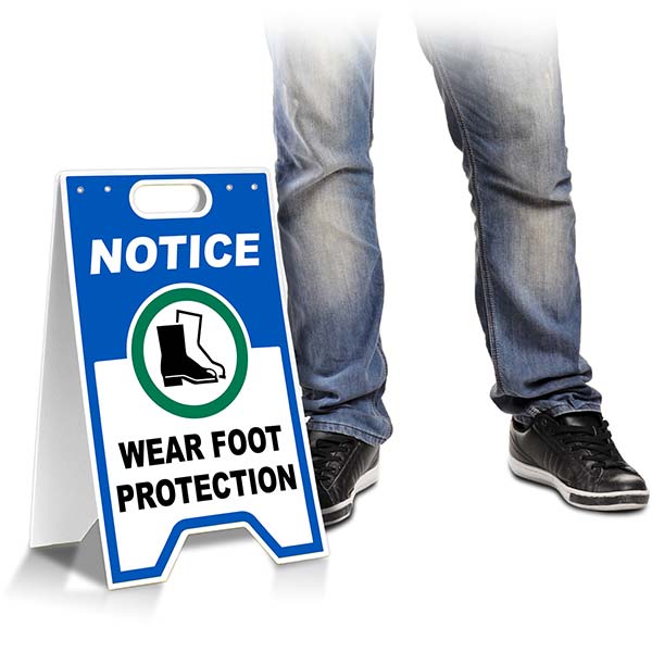Notice Wear Foot Protection Floor Sign
