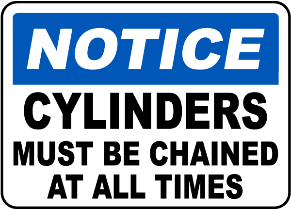 Cylinders Must Be Chained Label