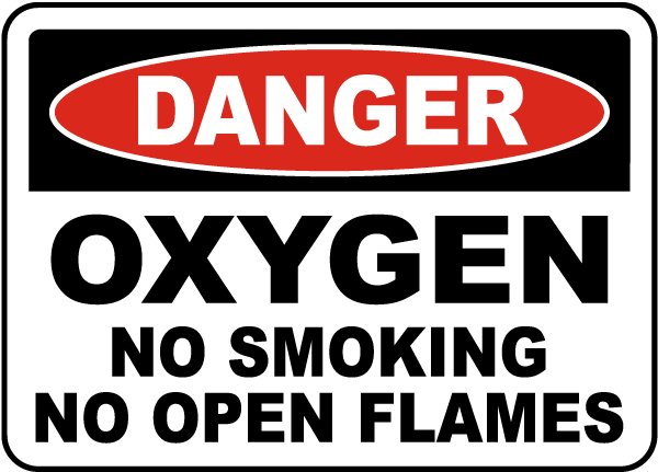 Danger Oxygen No Smoking No Open Flames Sign Sticker 