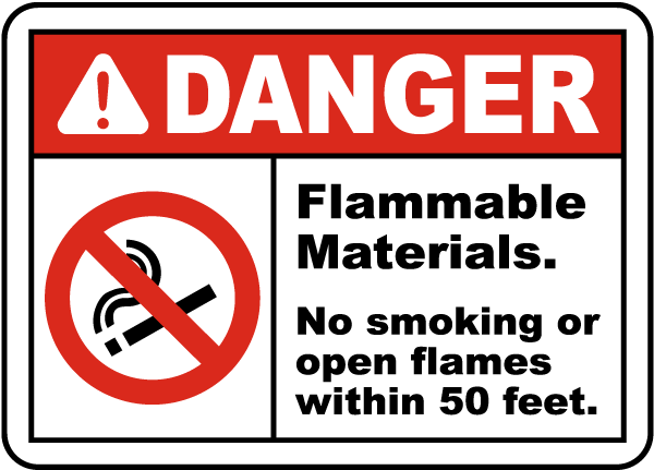 Flammable Material No Smoking Safety Sign 