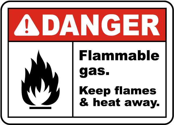 Flammable Gas Keep Flames Away Sign