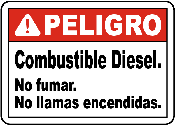 Spanish Danger Diesel Fuel No Smoking Sign