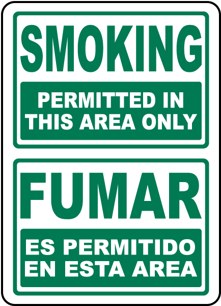 Bilingual Smoking Permitted in This Area Only Sign