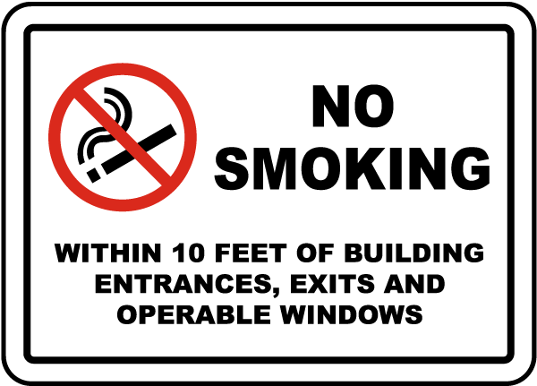 No Smoking Within 10 Feet Label