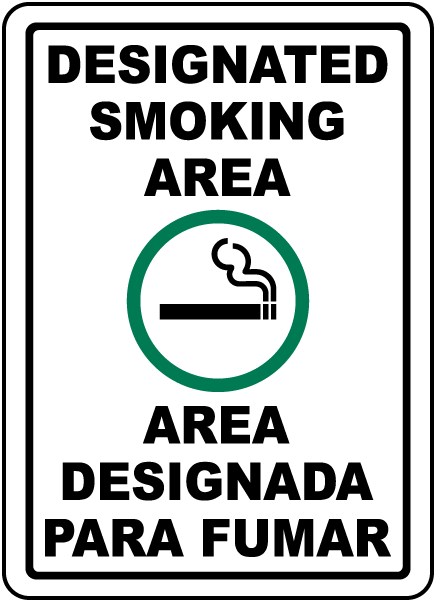 Bilingual Designated Smoking Area Sign