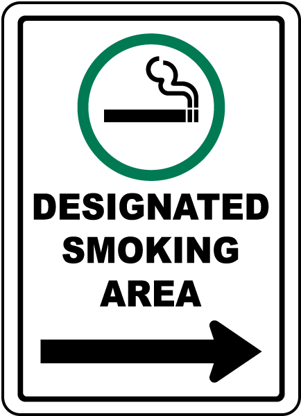 Designated Smoking Area with Right Arrow Sign