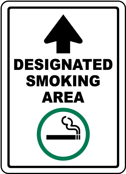 Designated Smoking Area with Up Arrow Sign