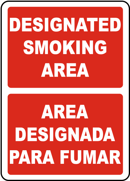 Bilingual Designated Smoking Area Sign