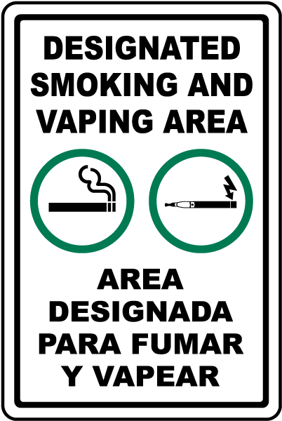 Bilingual Designated Smoking and Vaping Area Sign