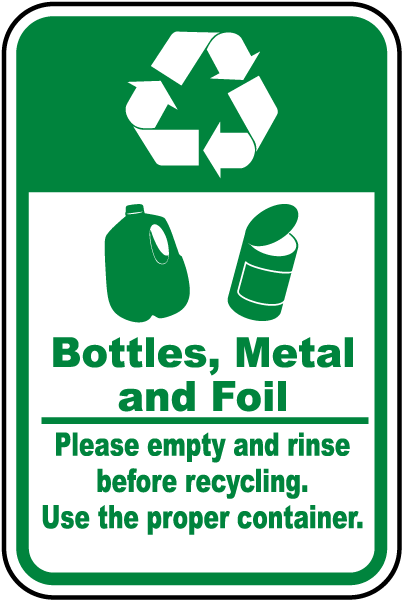 Bottles, Metal, Foil Recycle Label