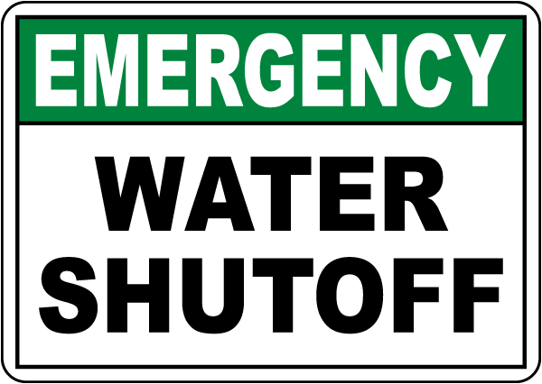 Emergency Water Shutoff Sign