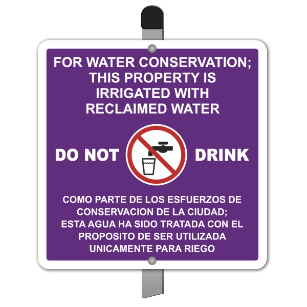 Bilingual This Property Is Irrigated With Reclaimed Water Sign