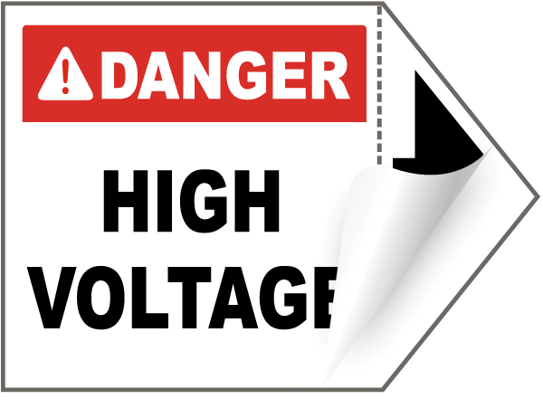 Danger High Voltage Arrow Label