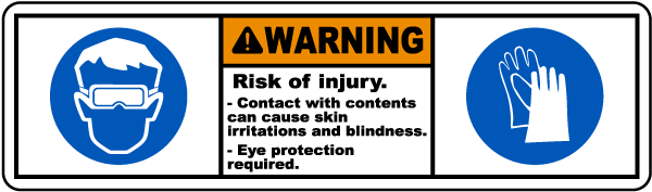 Warning Irritations & Blindness Label