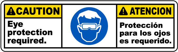 Bilingual Eye Protection Required Label