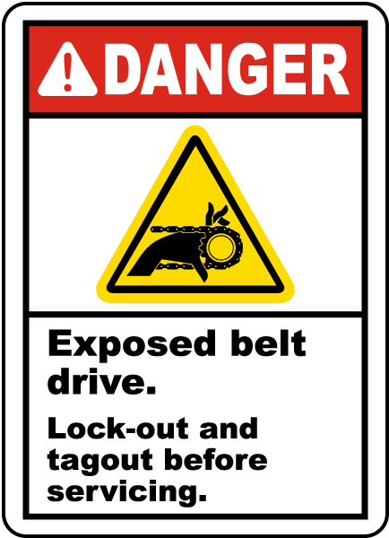 Exposed Belt Drive Lock-Out Label
