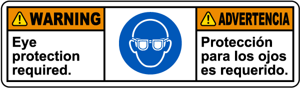 Bilingual Eye Protection Required Label