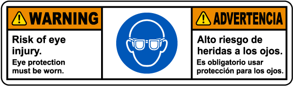 Bilingual Eye Protection Must Be Worn Label