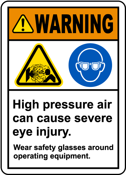 Wear Safety Glasses Around Equipment Label