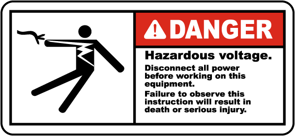 Hazardous Voltage Disconnect Label
