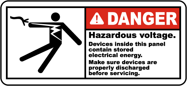 Hazardous Voltage Discharged Label