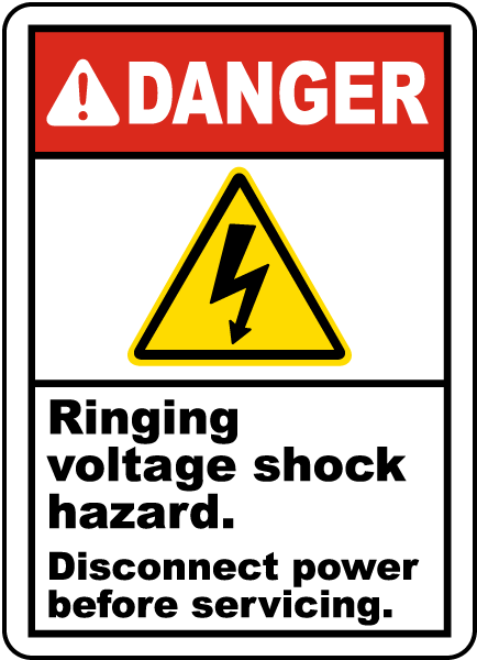 Ringing Voltage Shock Hazard Label