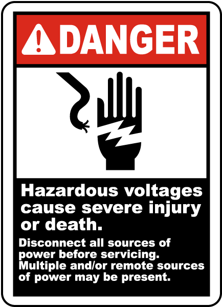 Hazardous Voltage Disconnect Label