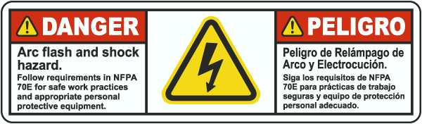 Bilingual Arc Flash & Shock Hazard Label