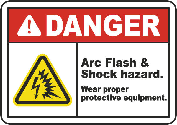 Danger Arc Flash & Shock Hazard Label