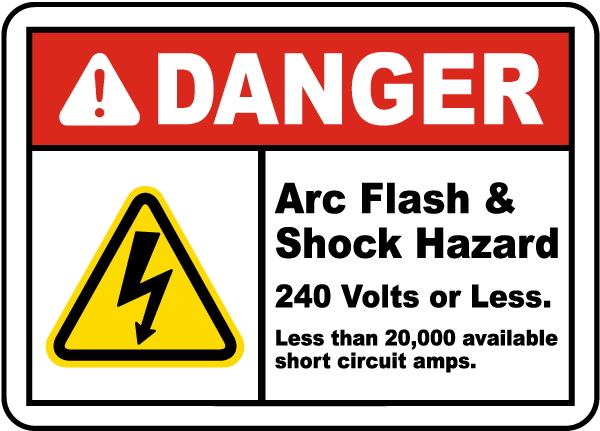 Shock Hazard 240 Volts or Less Label