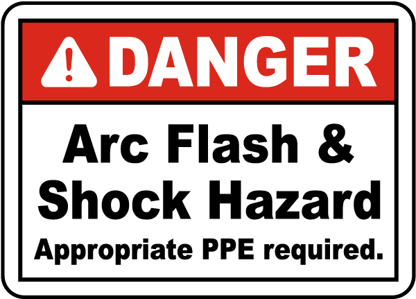 Danger Arc Flash & Shock Hazard Label