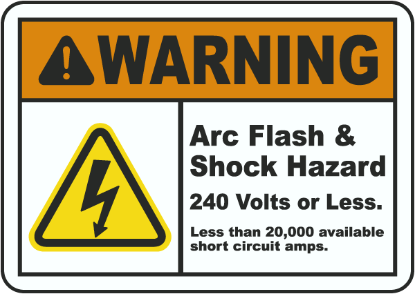 Shock Hazard 240 Volts or Less Label