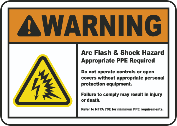 Warning Arc Flash & Shock Hazard Label