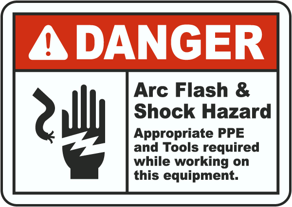 Danger Arc Flash & Shock Hazard Label