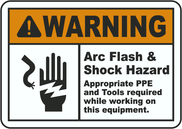 Warning Arc Flash & Shock Hazard Label