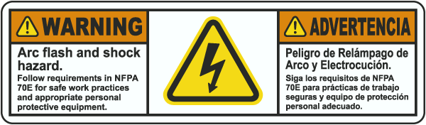 Arc flash and shock hazard follow NFPA 70E
