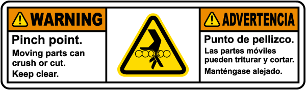 Bilingual Pinch Points Keep Clear Label