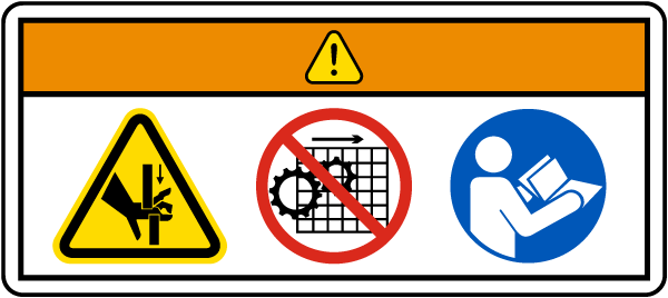 Pinch Point Read Instruction Manual Label
