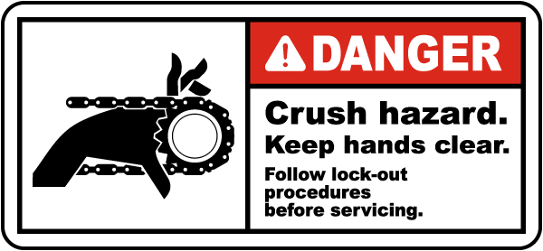 Crush Hazard Keep Hands Clear Label
