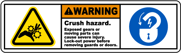 Crush Hazard Exposed Gears Label