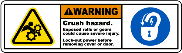 Crush Hazard Lock-Out Tagout Label