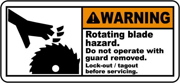 Warning Rotating Blade Hazard Label