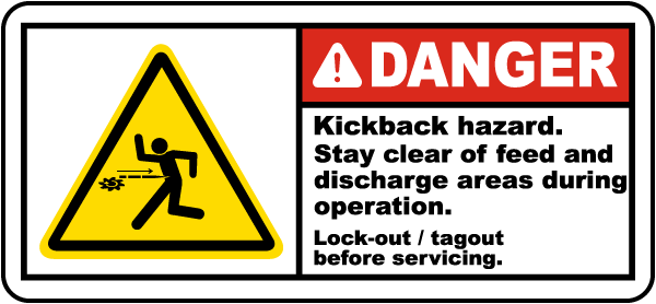 Kickback Hazard Stay Clear Label