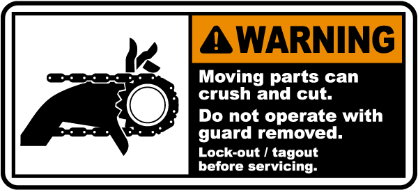 Warning Moving Parts Can Crush and Cut Label