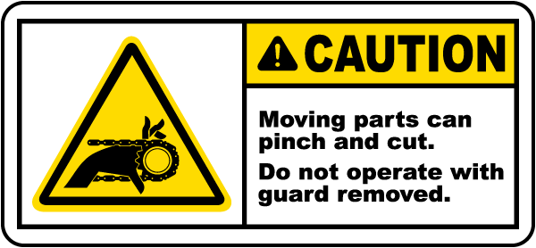 Moving Parts Can Pinch & Cut Label