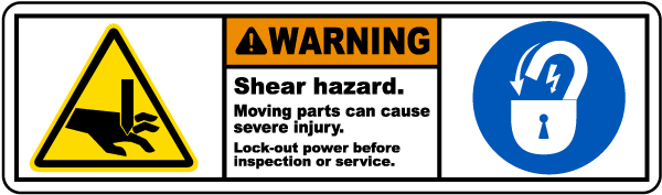 Shear Hazard Moving Parts Label