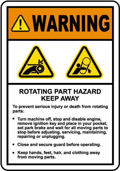 Rotating Hazard Keep Away Label