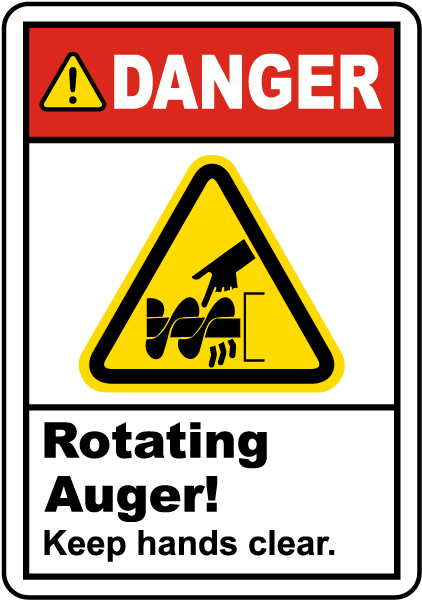 Rotating Auger Keep Clear Label
