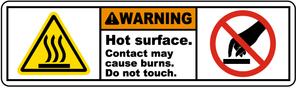 Hot Surface Do Not Touch Label