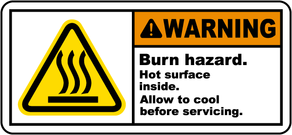 Industrial Safety decal sticker-Hot surface or Lock out power 